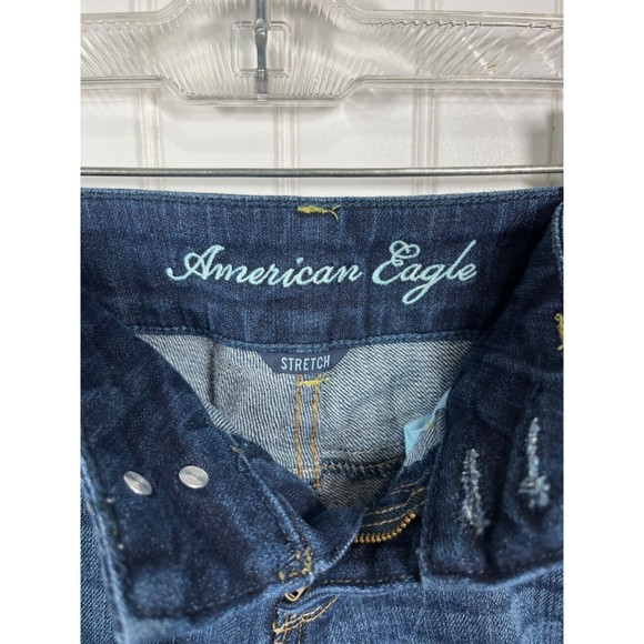 American Eagle Jeans Artist Womens Size 4 Studded Stretch Dark Wash Denim - Picture 4 of 5